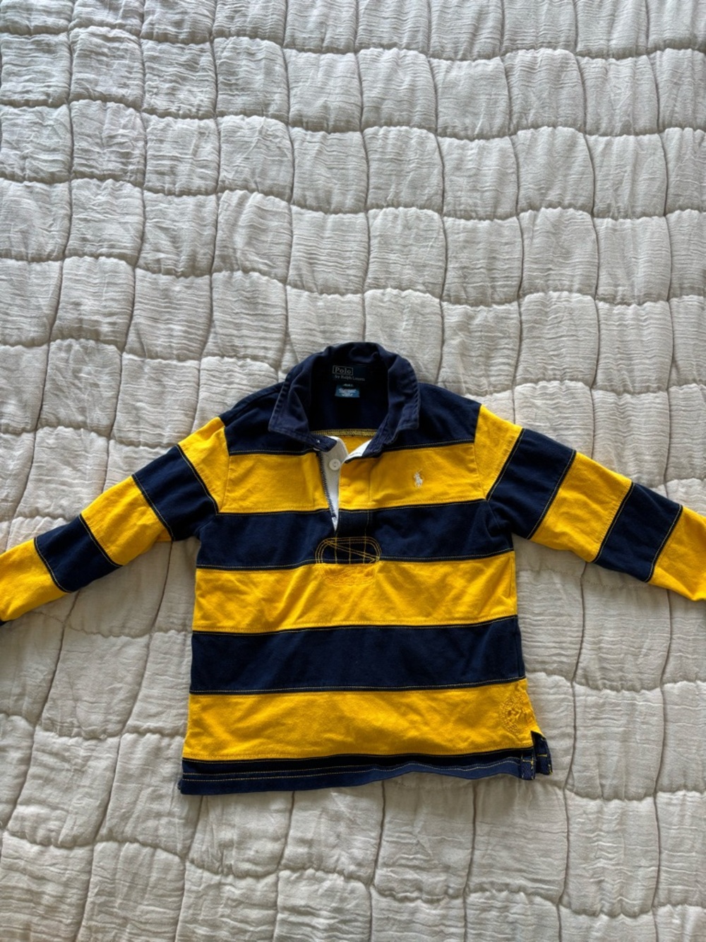 Ralph Lauren Boys' Navy & Yellow Striped Rugby Polo